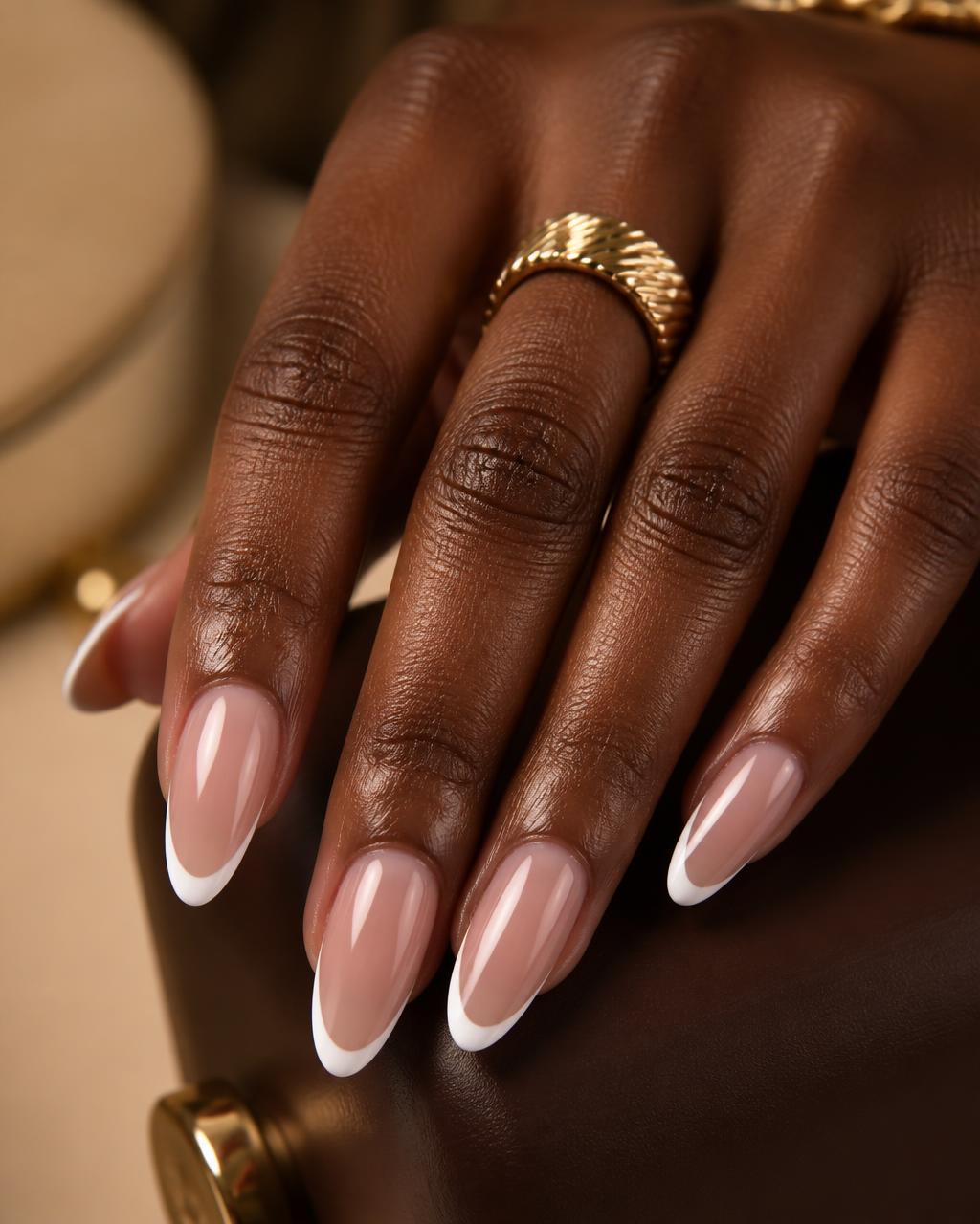 Elegant manicure with gold accent nail art
